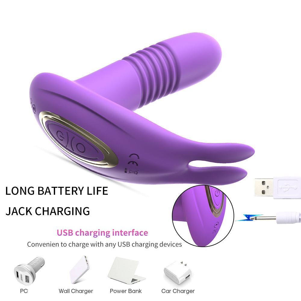 Rabbit Elf Penis Anal Plug Silicone Vibrator Wearable Sex Toys APP Remote