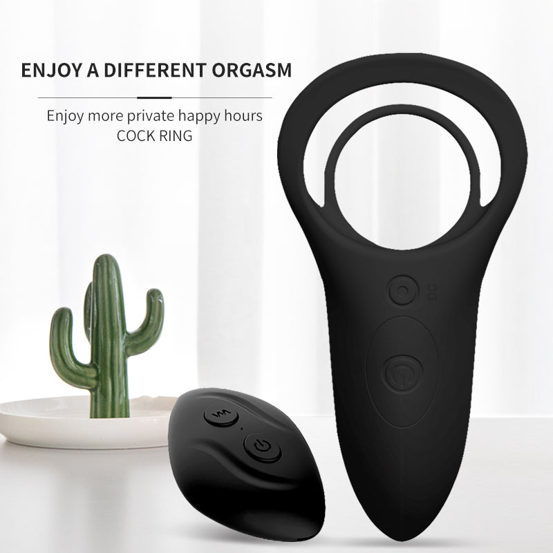 Remote control 10 frequency wearable vibrating ring double silicone lock fine ring male and female resonance clitoris ring couple sex toys masturbation device