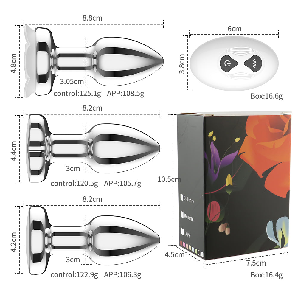 Metal Anal Plug Luminous Vibrator Sex Toy APP Remote Control