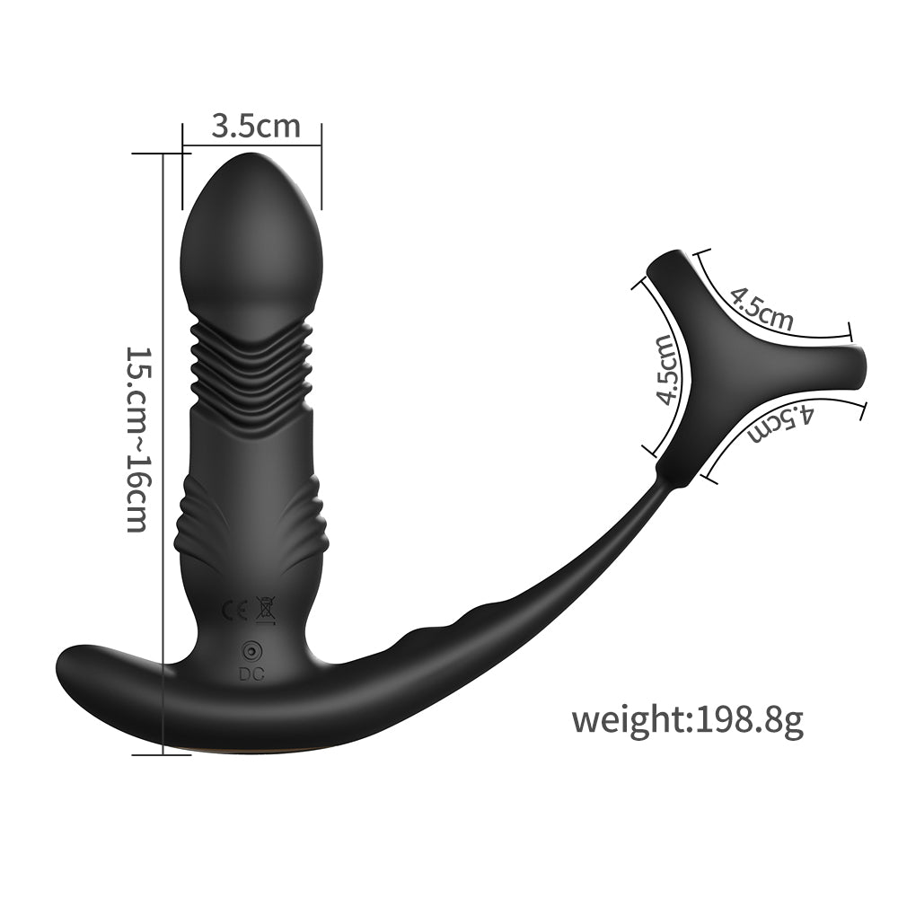 Crescent third generation three-ring prostate anal plug silicone telescopic double shock APP remote control