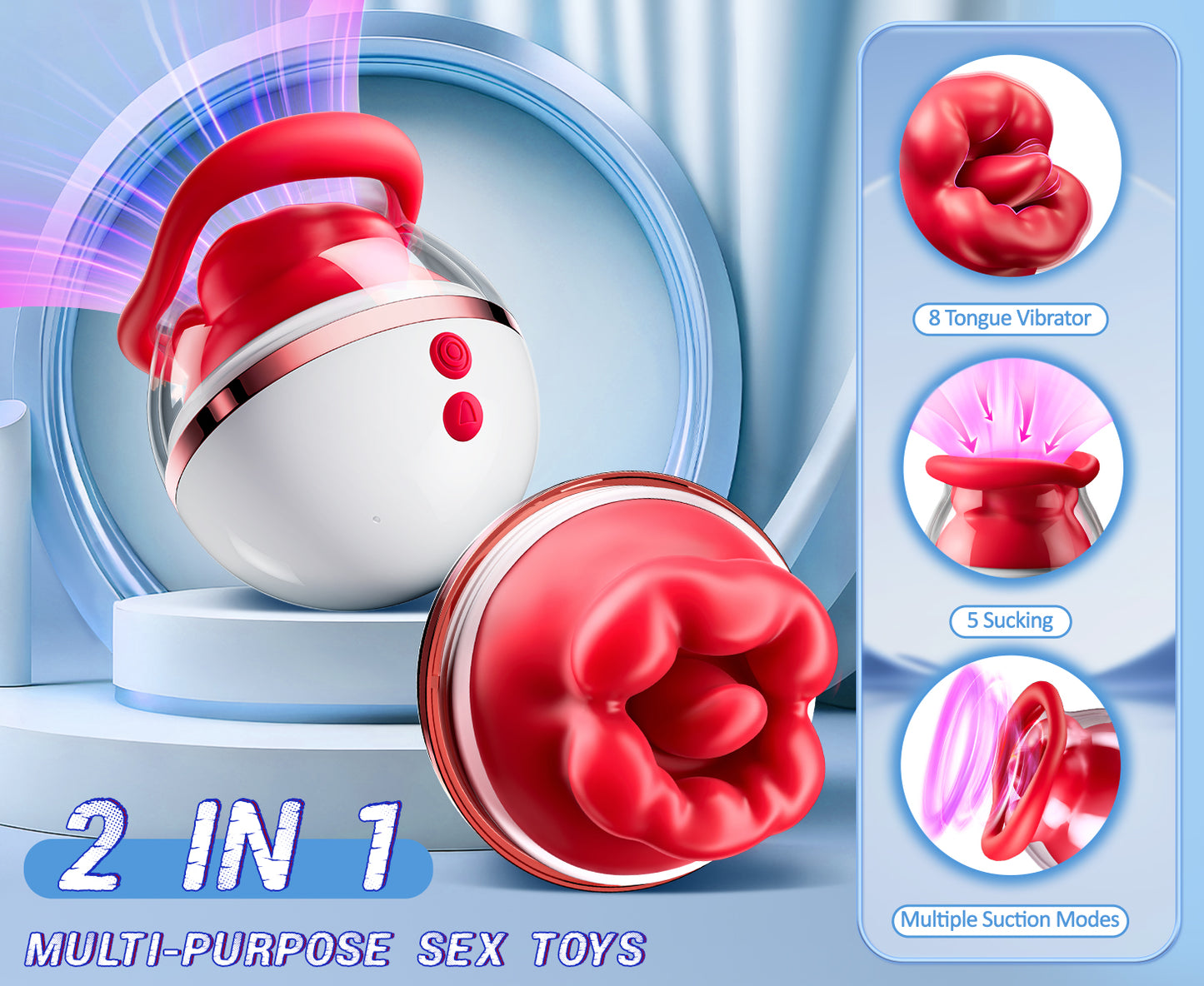 Hot Kiss - Lip and Tongue Licking Vibrator with 8 Vibrating Tongue Licking Modes