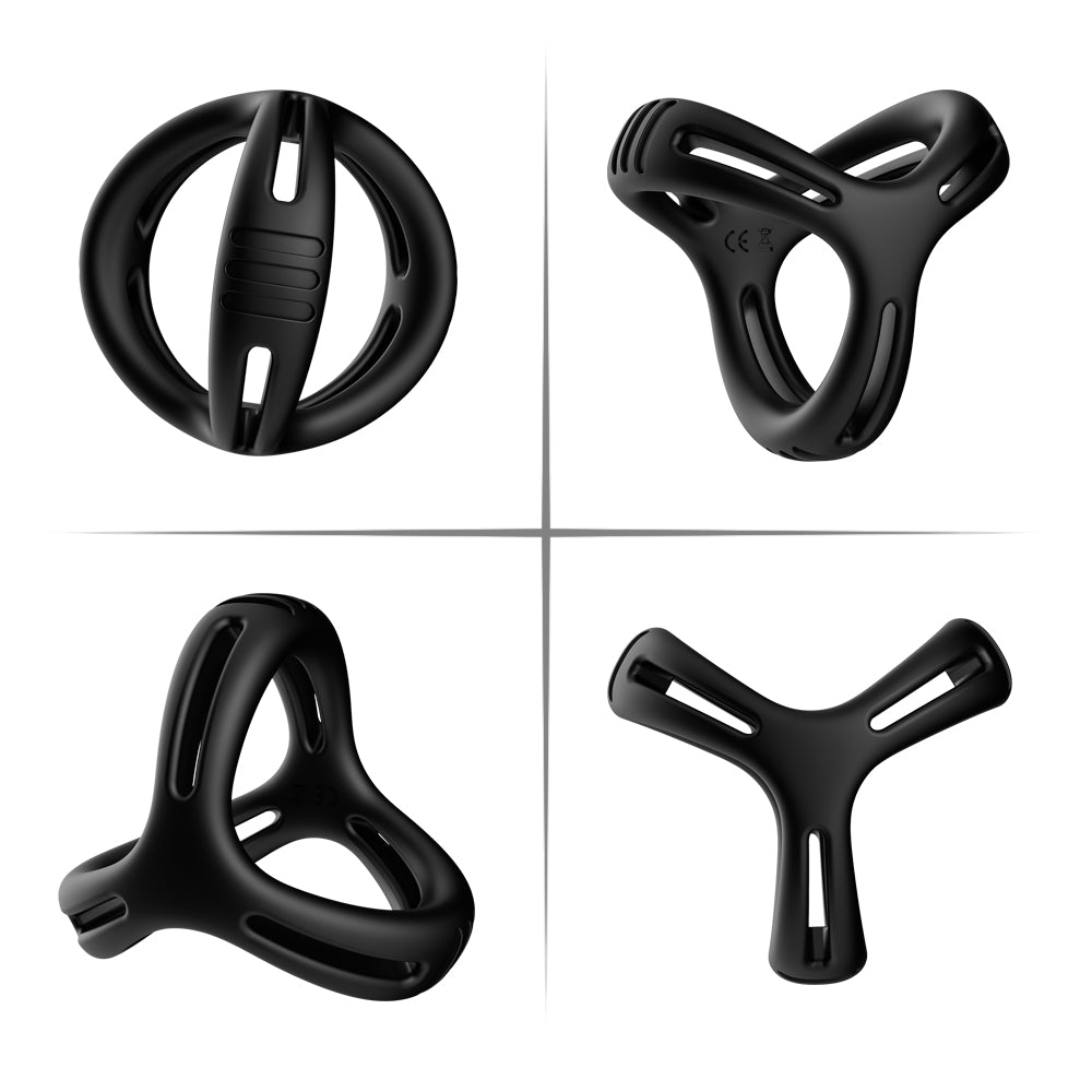 Silicone three-ring lock fine ring men's triangular stem root restraint sac crystal ring sun ring