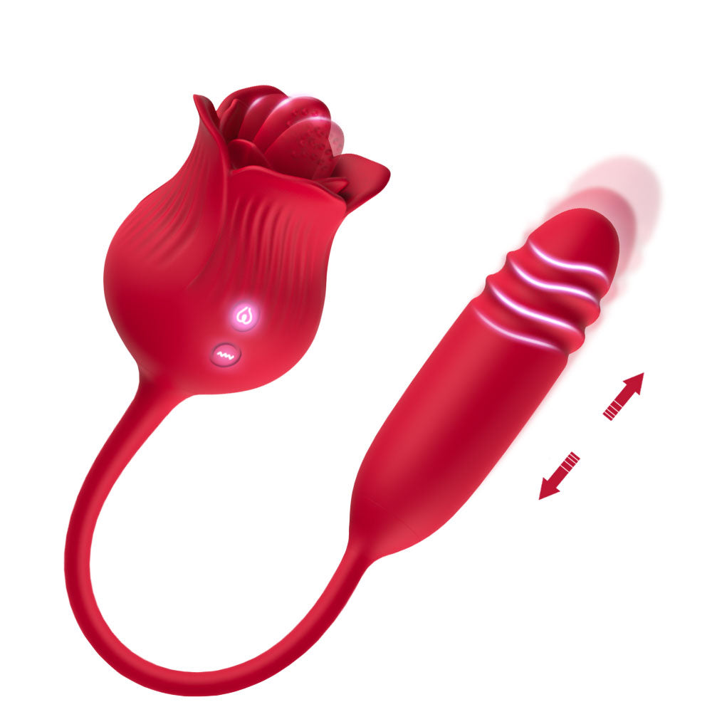 New rose tongue licking for female telescopic egg jumping double-headed vibrator masturbation device female private adult toy