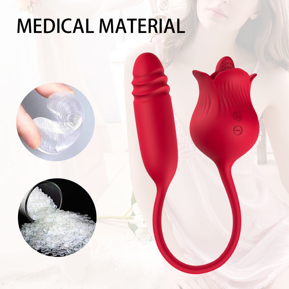 New rose tongue licking for female telescopic egg jumping double-headed vibrator masturbation device female private adult toy