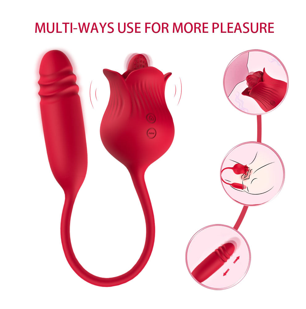 New rose tongue licking for female telescopic egg jumping double-headed vibrator masturbation device female private adult toy