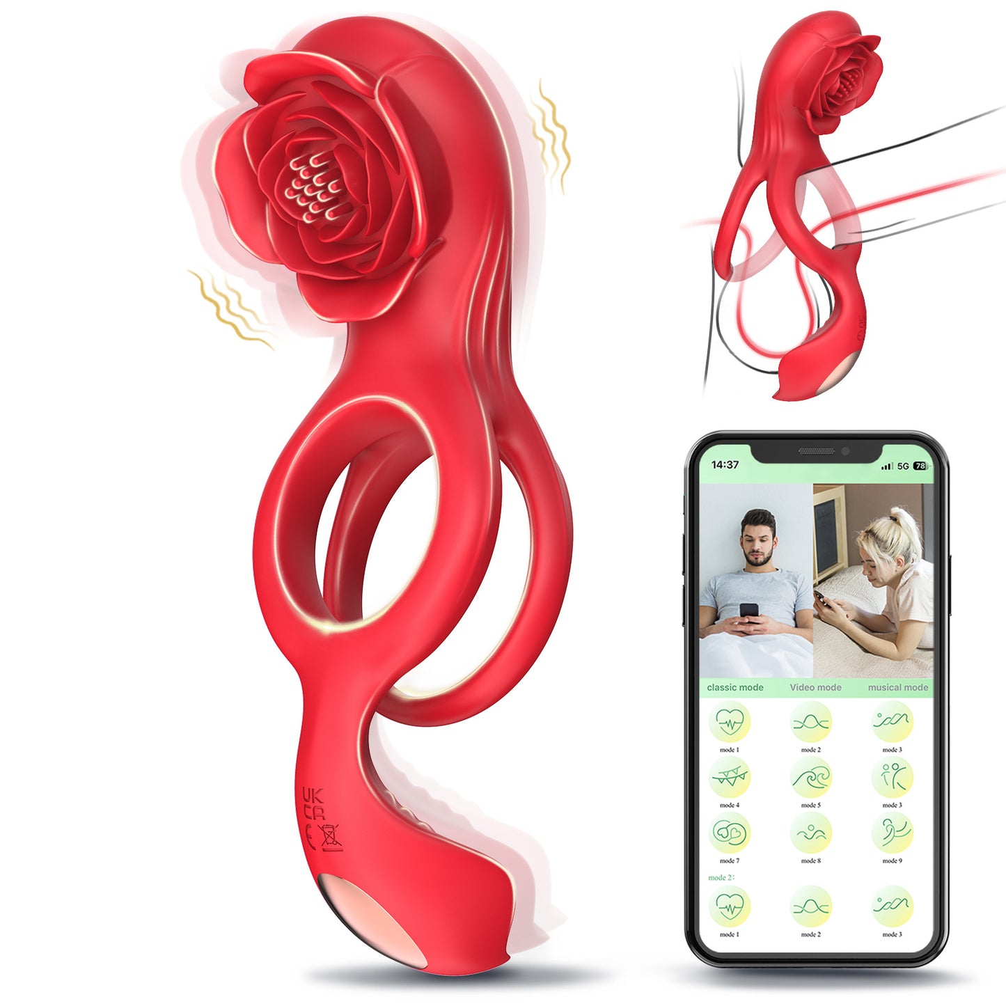 Rose with thorns - vibrator, 10 stimulating vibration modes