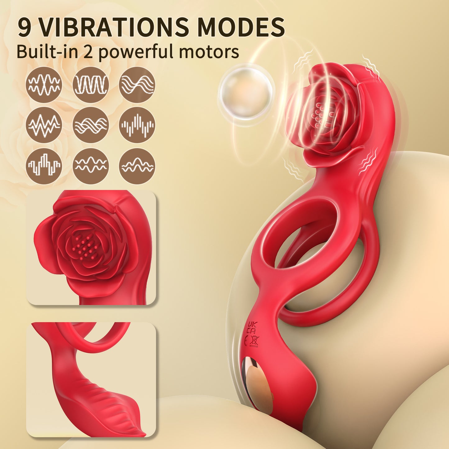 Rose with thorns - vibrator, 10 stimulating vibration modes