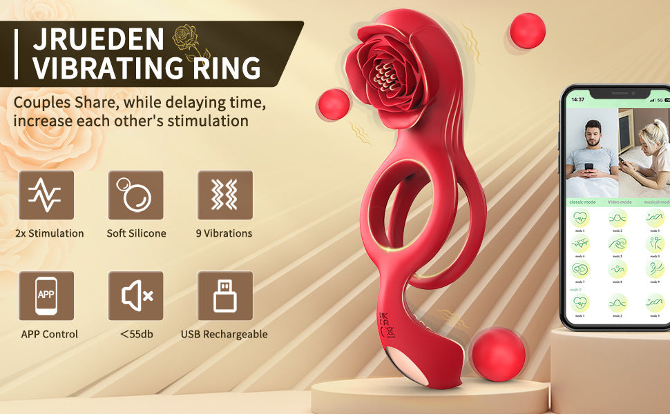 Rose with thorns - vibrator, 10 stimulating vibration modes