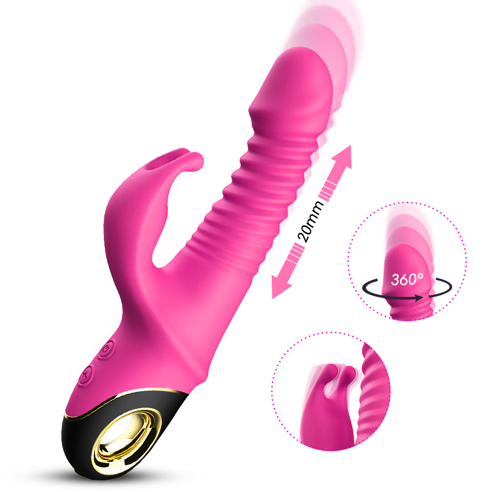 Telescopic rocking rabbit head female masturbation device magnetic suction rechargeable vibrator fun adult products