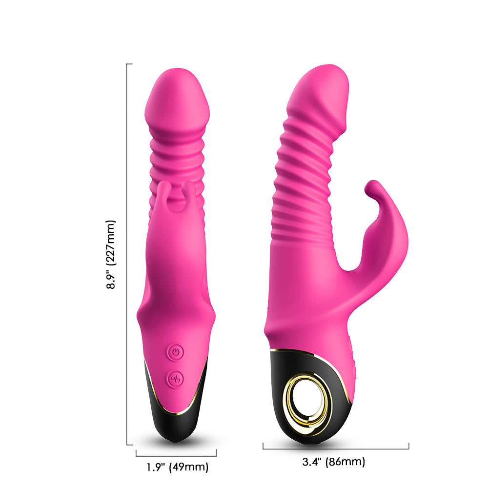 Telescopic rocking rabbit head female masturbation device magnetic suction rechargeable vibrator fun adult products