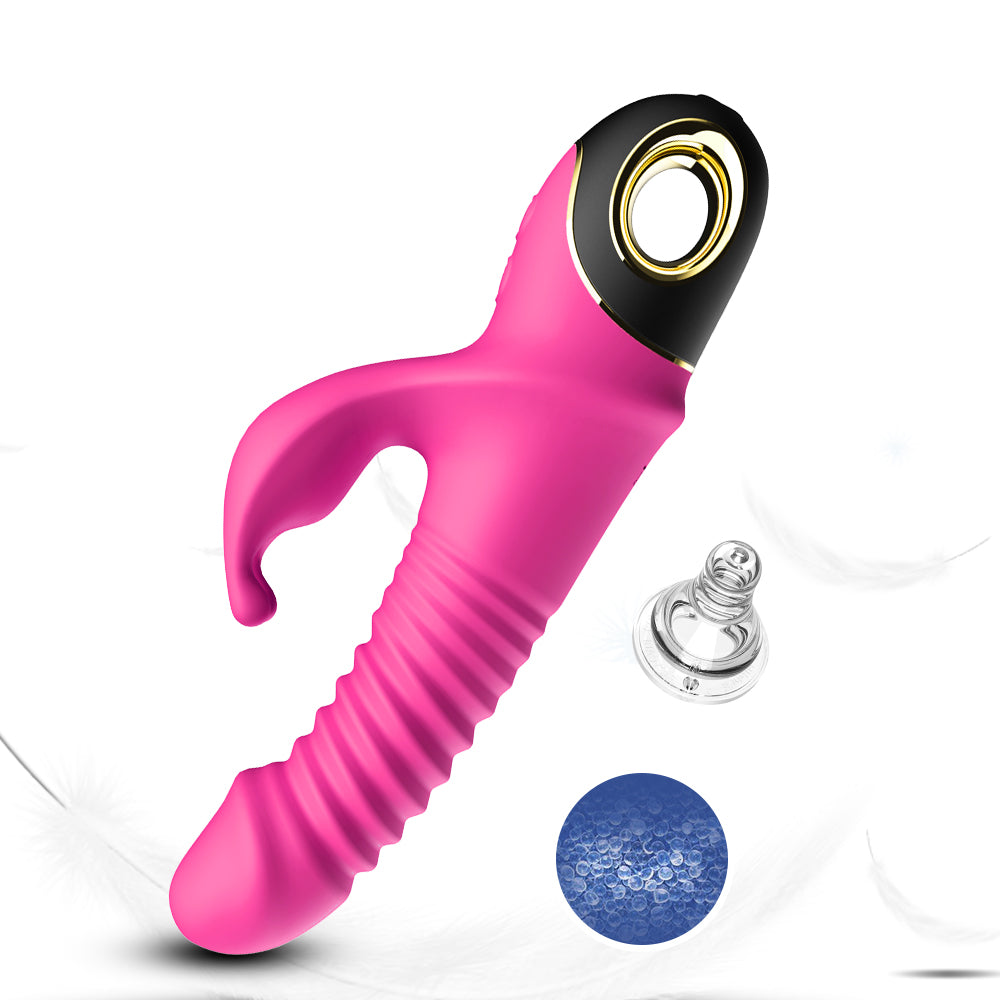 Telescopic rocking rabbit head female masturbation device magnetic suction rechargeable vibrator fun adult products