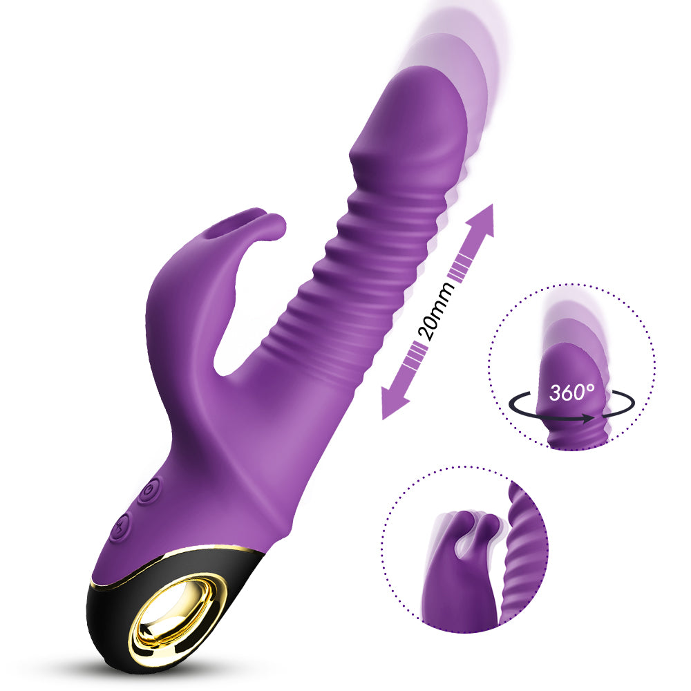 Telescopic rocking rabbit head female masturbation device magnetic suction rechargeable vibrator fun adult products