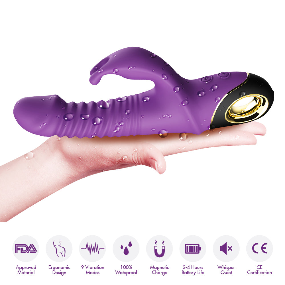 Telescopic rocking rabbit head female masturbation device magnetic suction rechargeable vibrator fun adult products