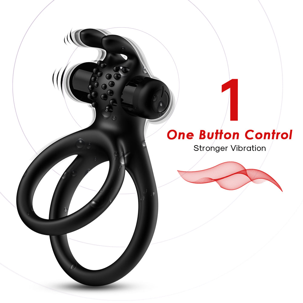 Vibrating rabbit head double-ring locking fine ring silicone physics for men and women and couples resonance