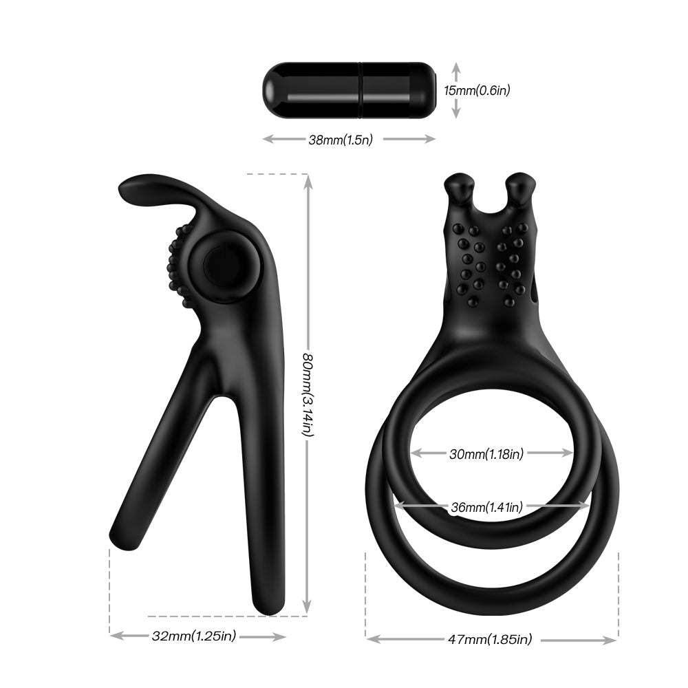 Vibrating rabbit head double-ring locking fine ring silicone physics for men and women and couples resonance