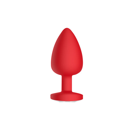 Red Silicone Anal Plug Vibrating with Diamond 3-Piece Set For Men Charging Remote Control APP