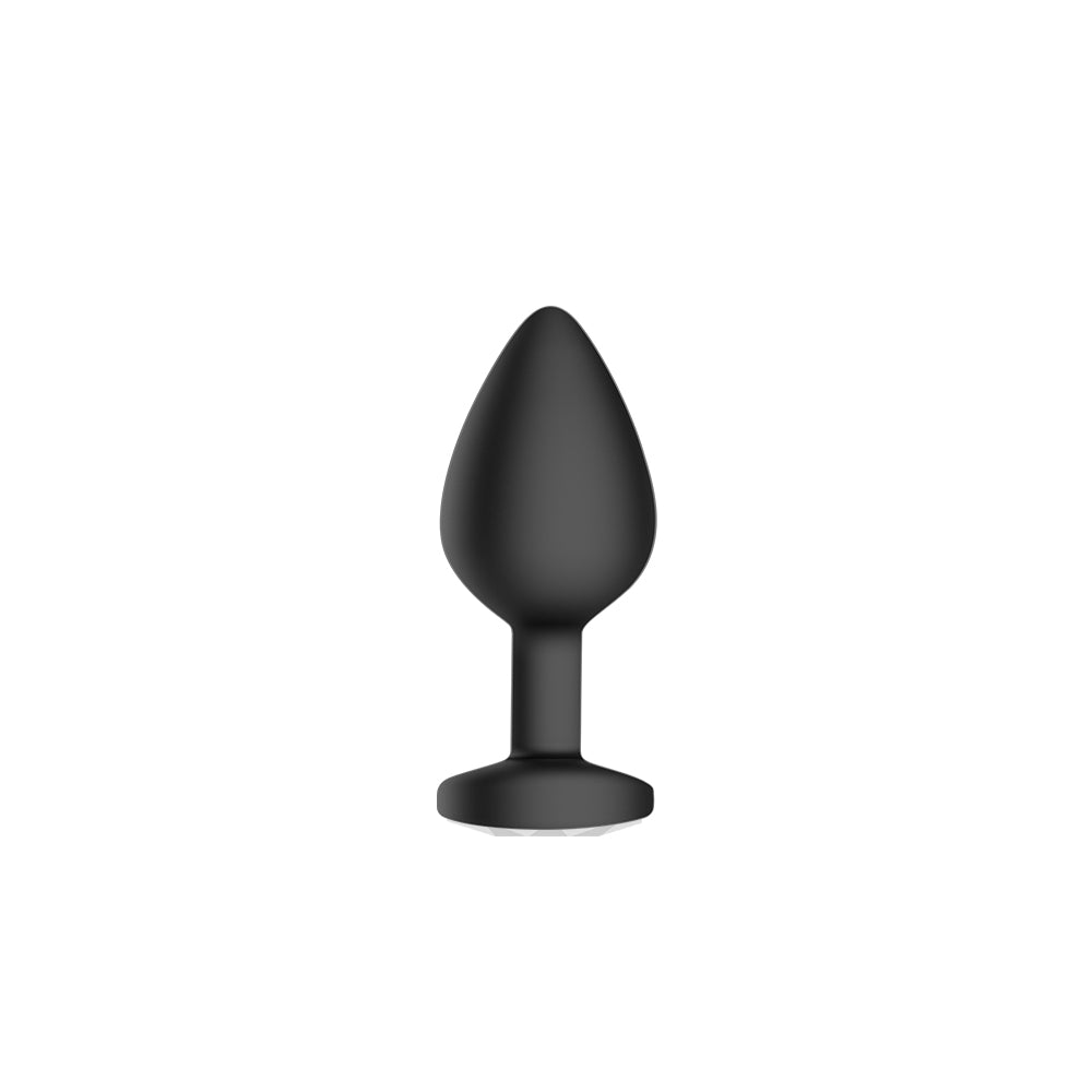 Black Silicone Anal Plug Vibrating with Diamond 3-Piece Set For Men Charging Remote Control APP